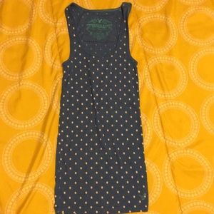 American Eagle blue & cream polka dotted tank